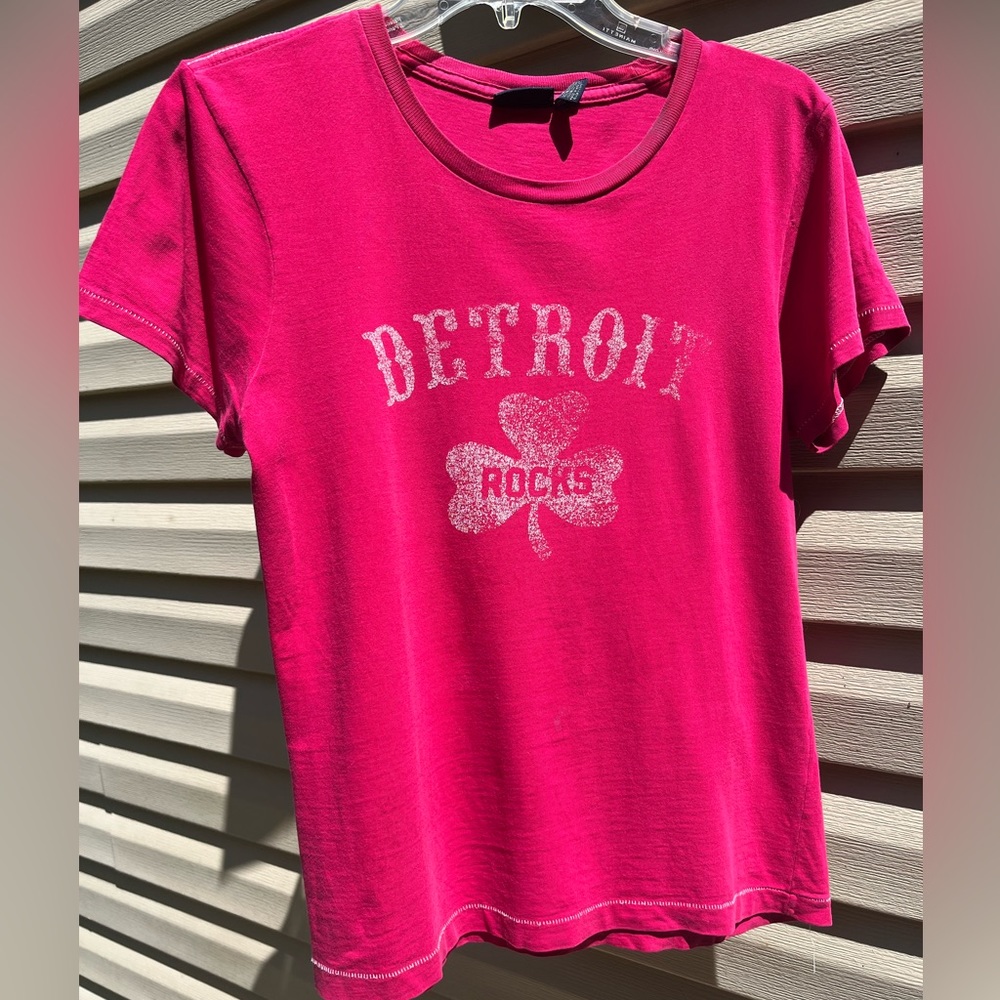 Hot Pink Detroit Rocks T Shirt